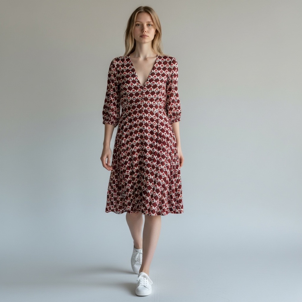Maxmara Weekend Burgundy Patterned Dress
